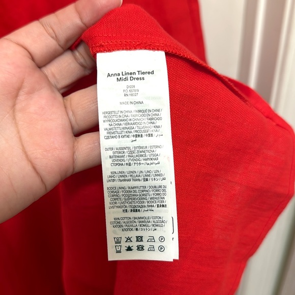 NWT Boden Anna Linen Tiered Midi Dress in Poppy Red - Picture 12 of 12